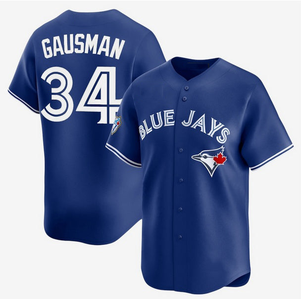 Toronto Blue Jays #34 Kevin Gausman Royal 50th Anniversary Alternate Replica Jersey BUTLER