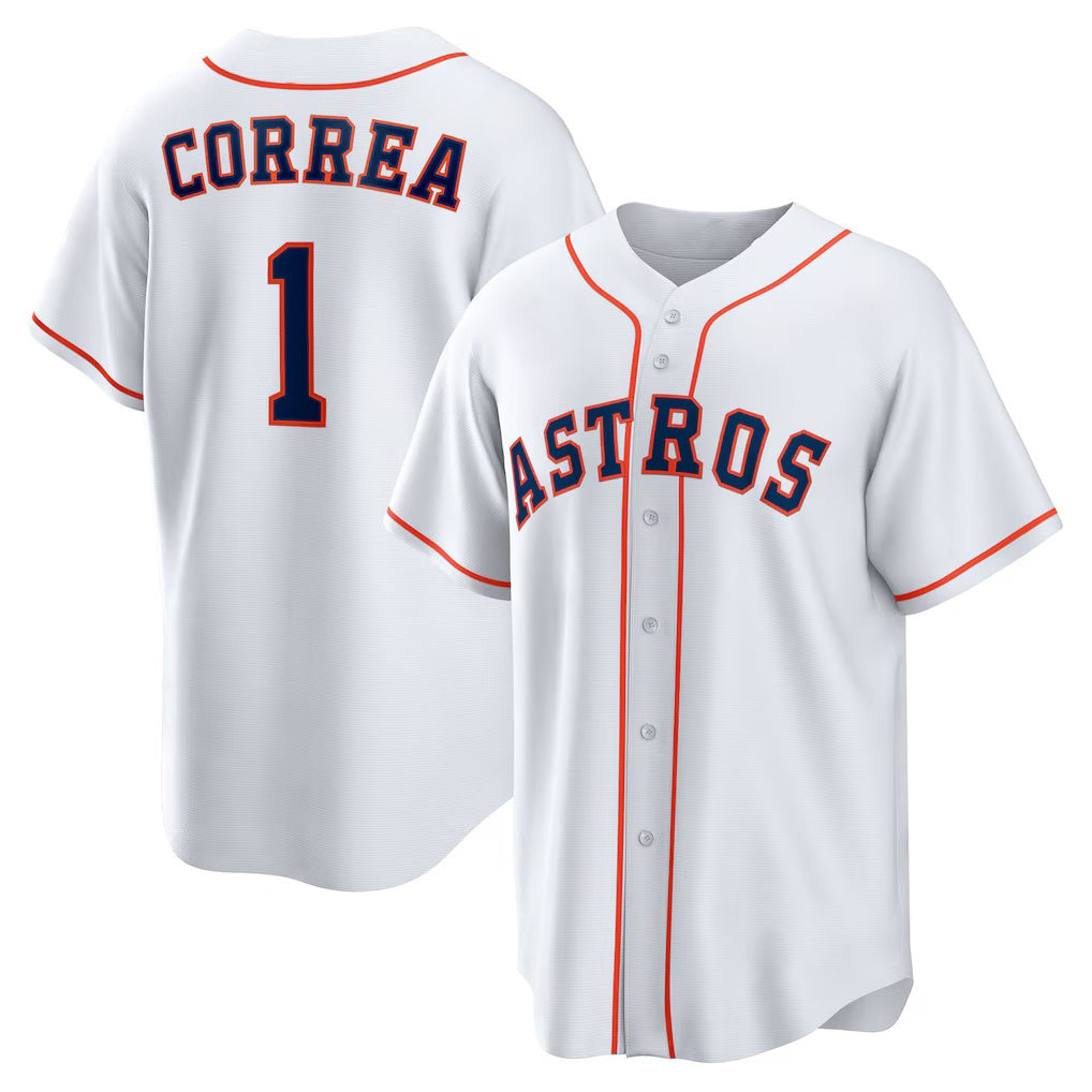Houston Astros #1 Carlos Correa White BUTLER Home Replica Jersey