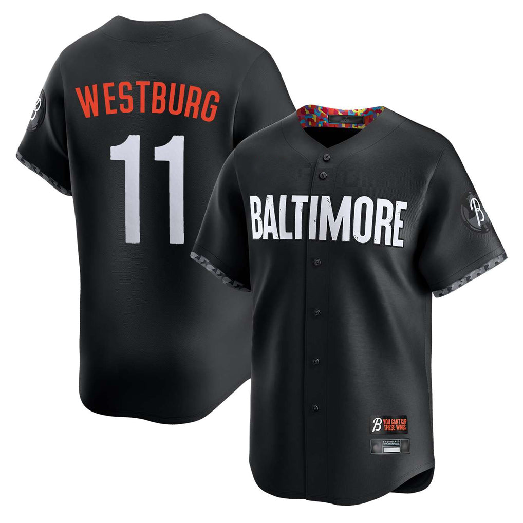 Baltimore Orioles #11 Jordan Westburg Player Black BUTLER City Connect Limited Home Game Stitched Jerseys