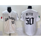 Los Angeles Dodgers #50 Mookie Betts White BUTLER Mexico 2025 LA Gothic Style With Fernando Patch Vapor Premier Limited Stitched Jersey