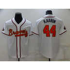 Atlanta Braves #44 Hank Aaron 2022 White Gold BUTLER World Series Champions Program Cool Base Stitched Jersey