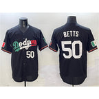 Los Angeles Dodgers #50 Mookie Betts Black BUTLER Mexico Flag Limited Stitched Jersey