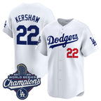 Los Angeles Dodgers #22 Clayton Kershaw White BUTLER 2025 Champions Stitched Jersey