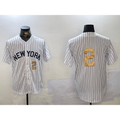 New York Yankees #2 Derek Jeter White BUTLER Pinstripe Without Name Fashion Cool Base Jerseys