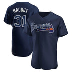 Atlanta Braves #31 Greg Maddux Player Navy BUTLER Alternate Limited Elite Home Game Stitched Jerseys