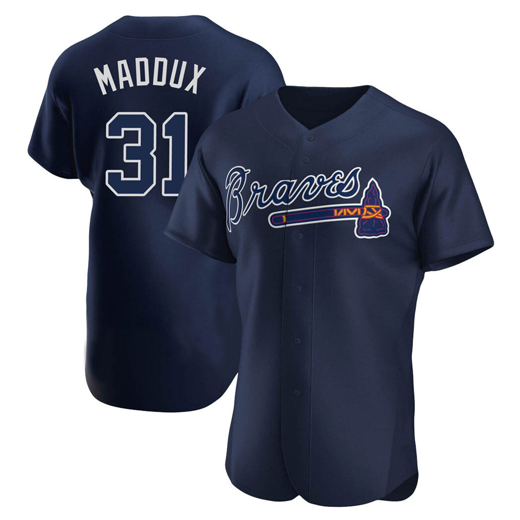 Atlanta Braves #31 Greg Maddux Player Navy BUTLER Alternate Limited Elite Home Game Stitched Jerseys