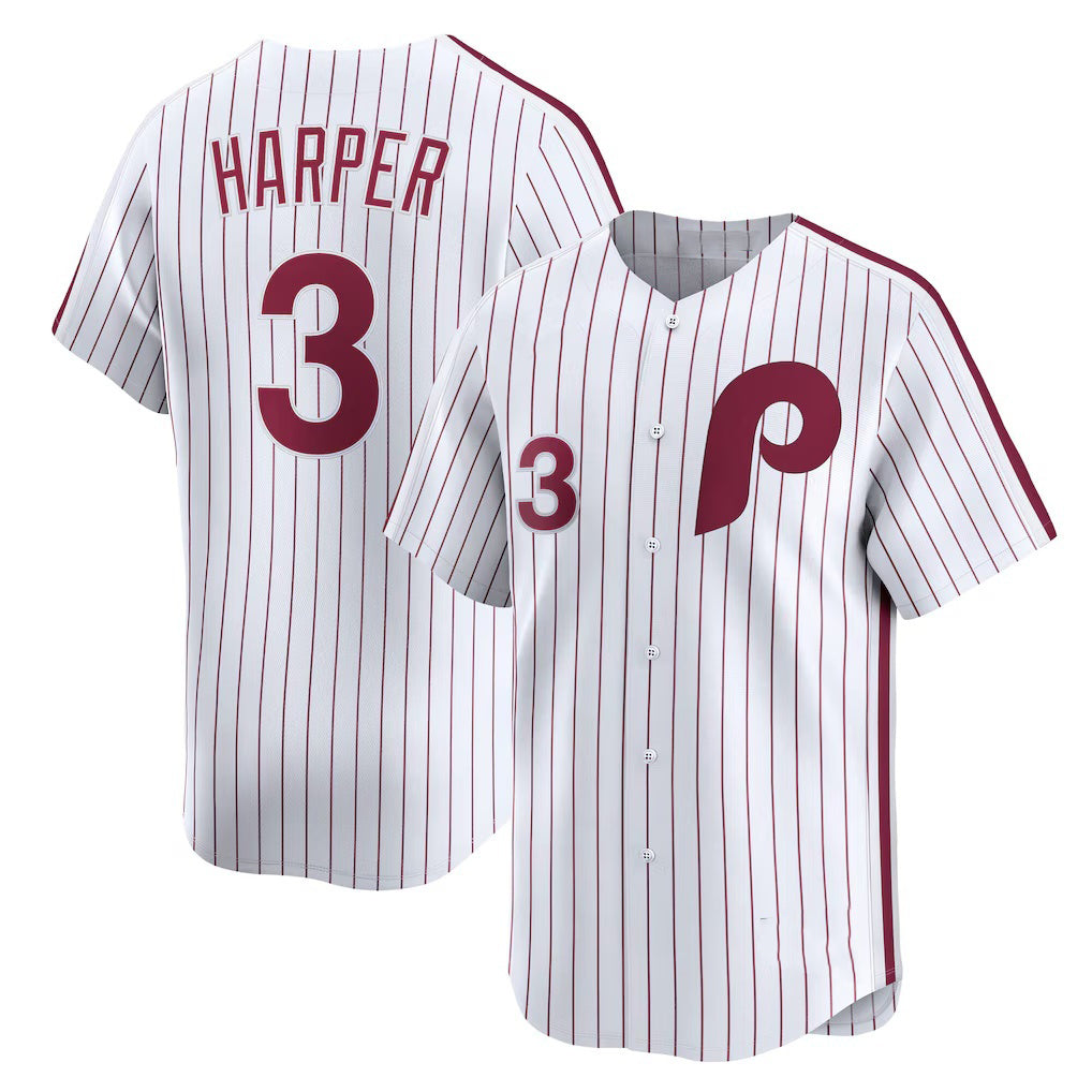 Philadelphia Phillies #3 Bryce Harper White BUTLER Cooperstown Collection Limited Jersey