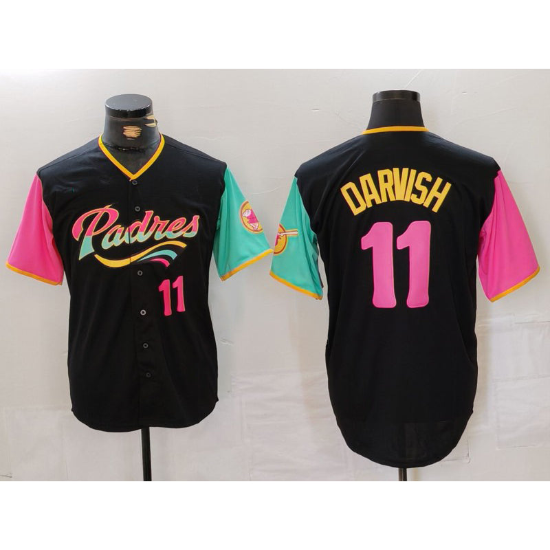 San Diego Padres #11 Yu Darvish Black BUTLER Player Number Fashion Jersey