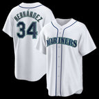 Seattle Mariners #34 Felix Hernandez White BUTLER Home Retired Player Replica Jersey