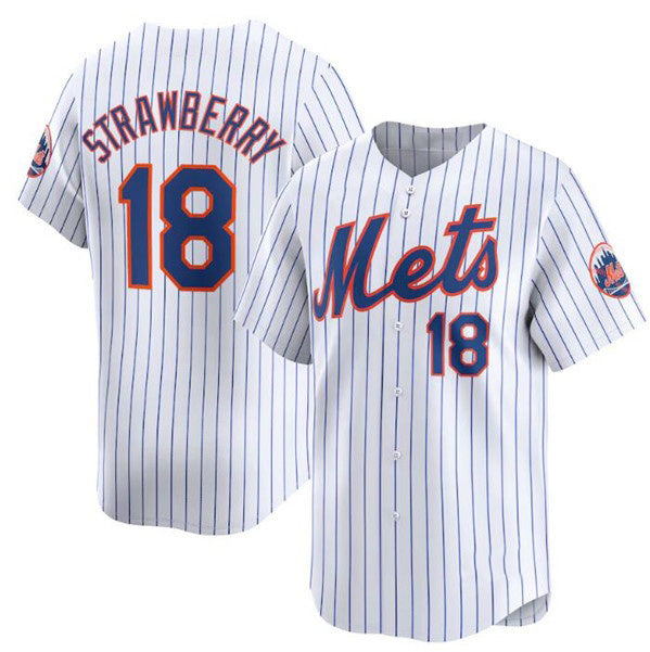 New York Mets #18 Darryl Strawberry White BUTLER 2024 Home Limited Stitched Jersey