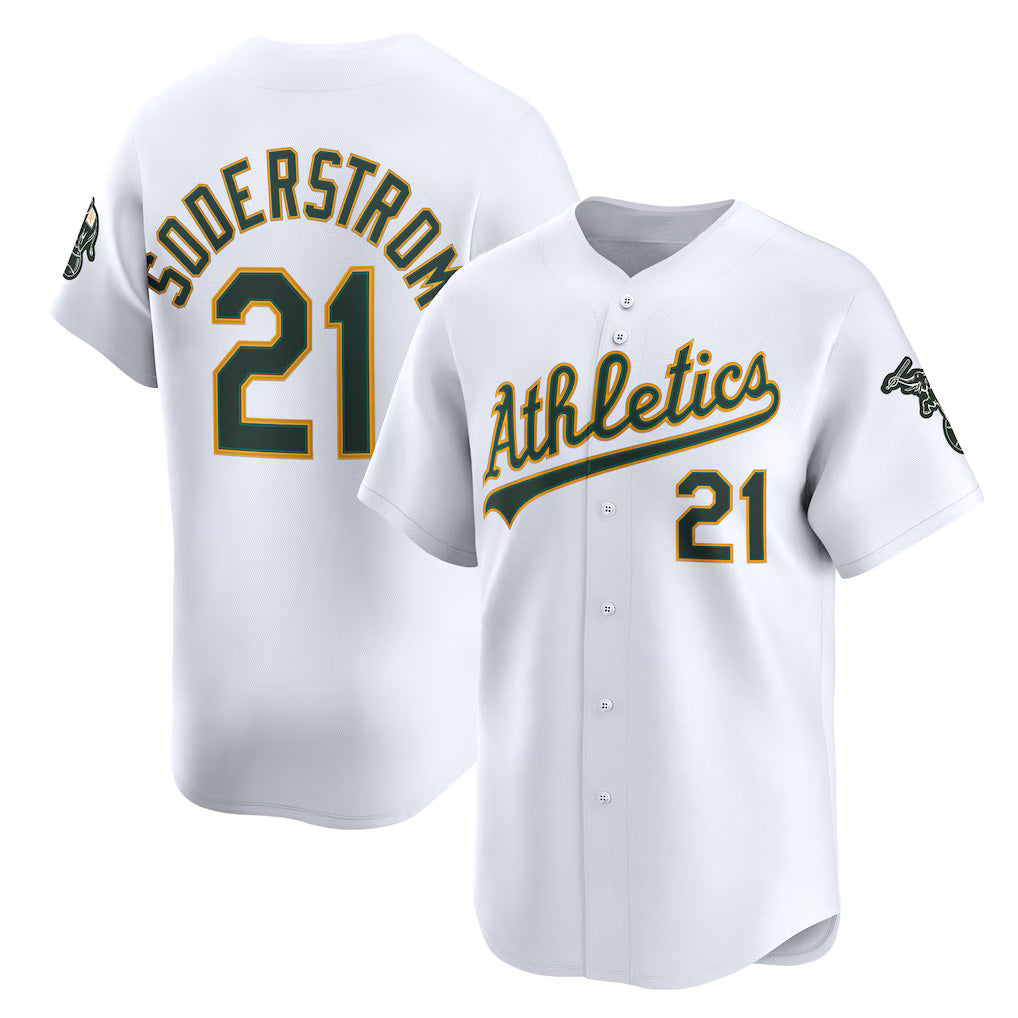 Oakland Athletics #21 Tyler Soderstrom White BUTLER Home Limited Player Jersey
