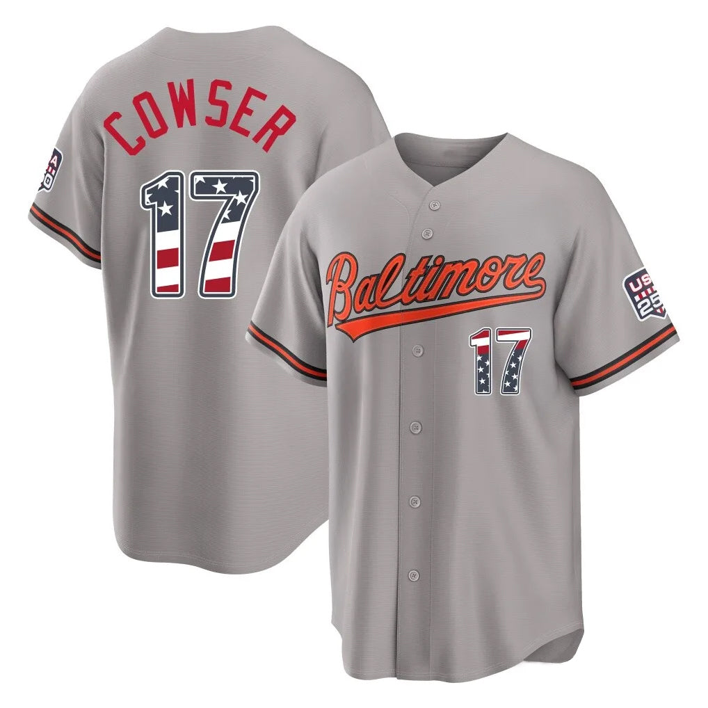 Baltimore Orioles #17 Colton Cowser Player Gray BUTLER USA 250 Fourth of July Home Game Stitched Jerseys