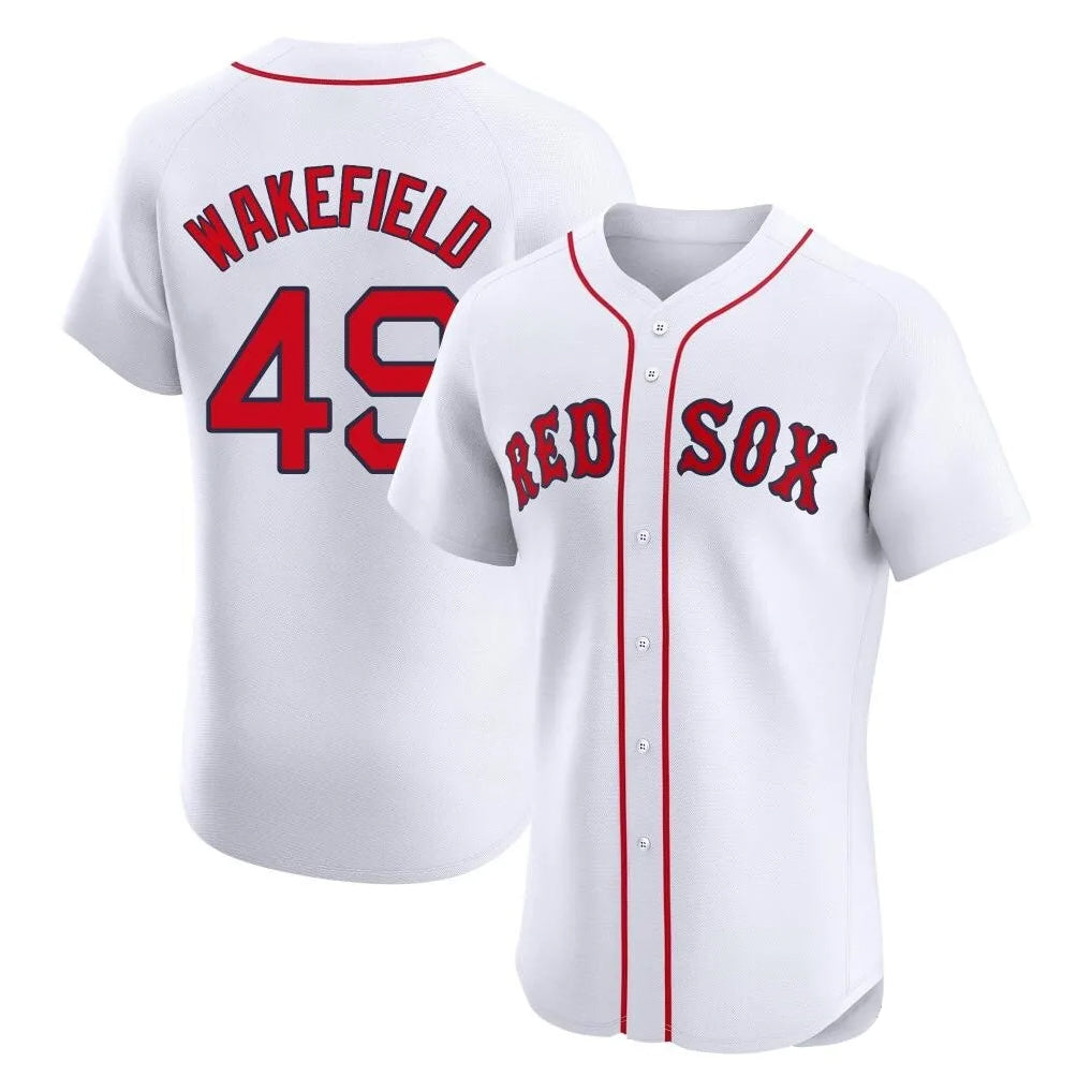 Boston Red Sox #49 Tim Wakefield Player White BUTLER Limited Elite Home Game Stitched Jerseys1