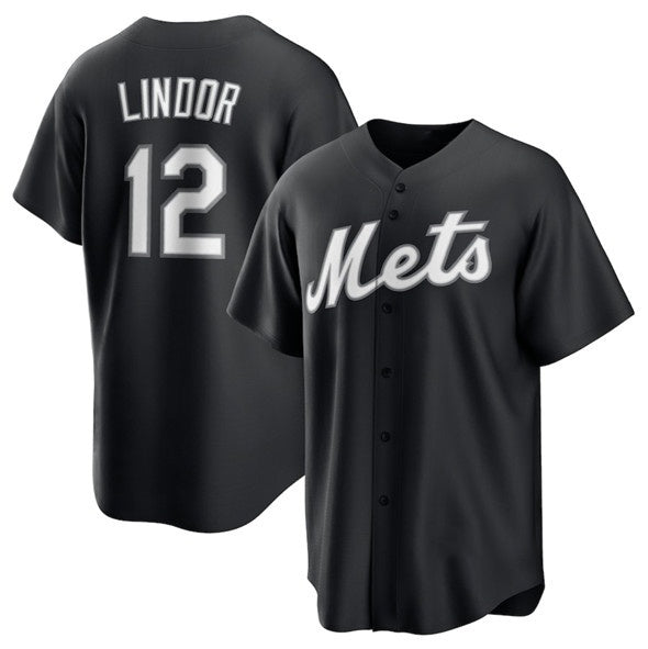 New York Mets #12 Francisco Lindor Black BUTLER Lights Out Limited Stitched Jersey