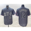 New York Mets #12 Francisco Lindor Number Grey BUTLER 2024 City Connect Cool Base Stitched Jersey 2