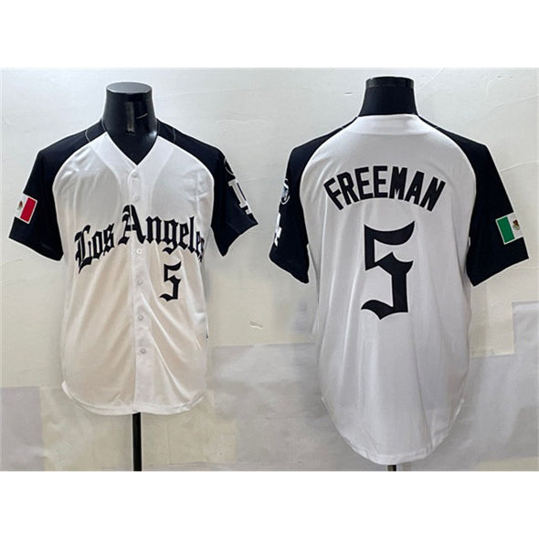 Los Angeles Dodgers #5 Freddie Freeman White Black BUTLER Mexico 2025 LA Gothic Style With Fernando Patch Vapor Premier Limited Stitched Jersey