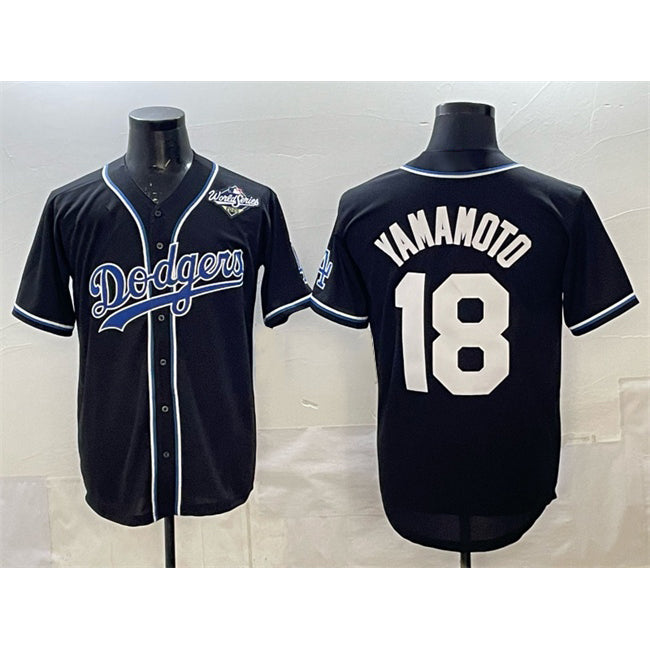 Los Angeles Dodgers #18 Yoshinobu Yamamoto Black BUTLER 2025 World Series Cool Base Stitched Jersey