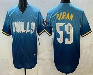Philadelphia Phillies #59 Jhoan Duran Blue BUTLER 2024 City Cool Base Jersey