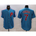 Philadelphia Phillies #7 Trea Turner Blue BUTLER Cooperstown Throwback Cool Base Jersey