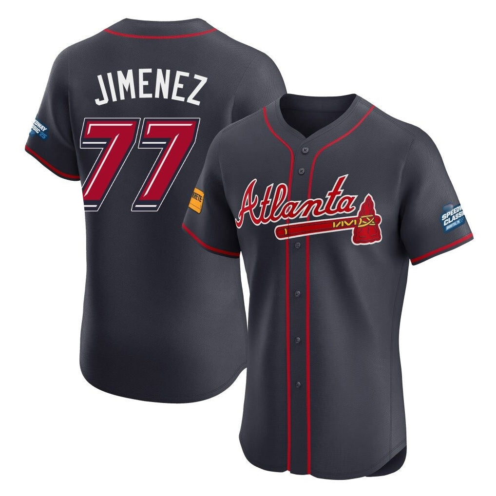 Atlanta Braves #77 Joe Jimenez Player Navy BUTLER 2025 Speedway Classic Limited Elite Home Game Stitched Jerseys