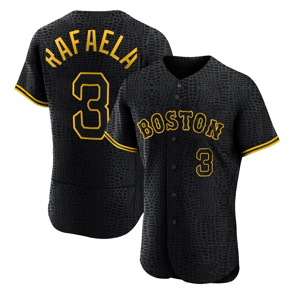 Boston Red Sox #3 Ceddanne Rafaela Player Black BUTLER Snake Skin City Limited Elite Home Stitched Jerseys
