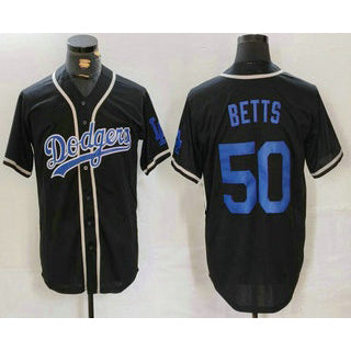 Los Angeles Dodgers #50 Mookie Betts Black BUTLER Cool Base With Patch Stitched Jersey
