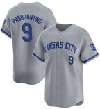 Kansas City Royals #9 Vinnie Pasquantino Gray BUTLER 2024 Away Limited Stitched Jersey