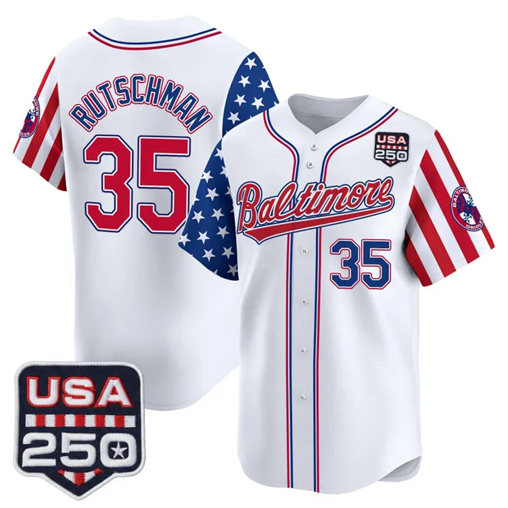 Baltimore Orioles #35 Adley Rutschman Player White BUTLER USA 250 Independence Day Vapor Premier Limited Home Game Stitched Jerseys