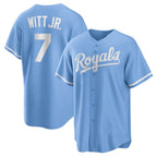 Kansas City Royals #7 Bobby Witt Jr. Light Blue BUTLER Alternate Replica Jersey