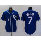Kansas City Royals #7 Bobby Witt Jr Number Royal BUTLER Cool Base Stitched Jersey
