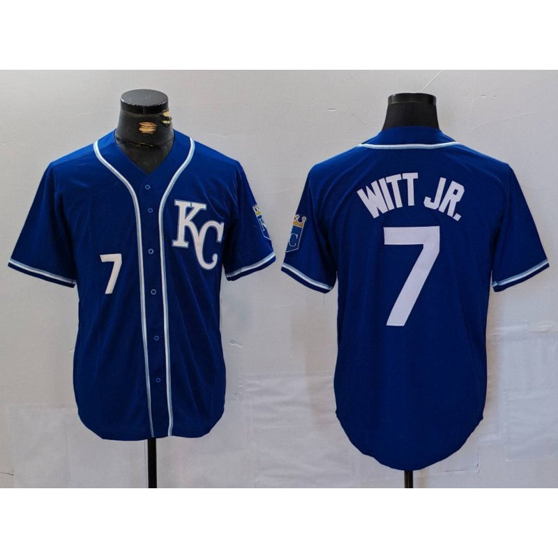 Kansas City Royals #7 Bobby Witt Jr Number Royal BUTLER Cool Base Stitched Jersey