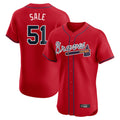 Atlanta Braves #51 Chris Sale Player Red BUTLER Limited Elite Home Game Stitched Jerseys