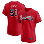 Atlanta Braves #51 Chris Sale Player Red BUTLER Limited Elite Home Game Stitched Jerseys