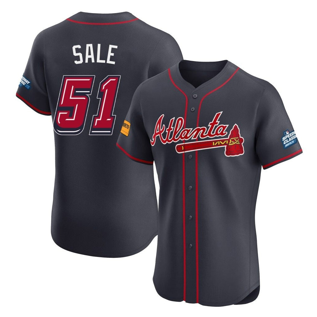 Atlanta Braves #51 Chris Sale Player Navy BUTLER 2025 Speedway Classic Limited Elite Home Game Stitched Jerseys