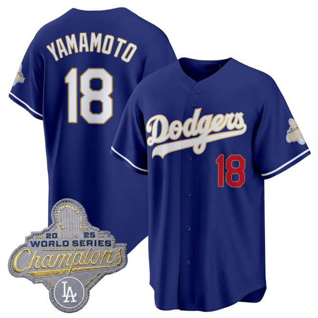 Los Angeles Dodgers #18 Yoshinobu Yamamoto Royal BUTLER 2026 Alternate Gold Collection Stadium Stitched Jersey