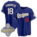 Los Angeles Dodgers #18 Yoshinobu Yamamoto Royal BUTLER 2026 Alternate Gold Collection Stadium Stitched Jersey