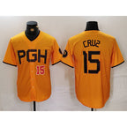 Pittsburgh Pirates #15 Oneil Cruz Yellow BUTLER 2023 City Connect Stitched Jerseys