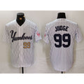 New York Yankees #99 Aaron Judge White BUTLER Pinstripe Fashion Cool Base Jerseys 2