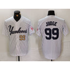 New York Yankees #99 Aaron Judge White BUTLER Pinstripe Fashion Cool Base Jerseys 2