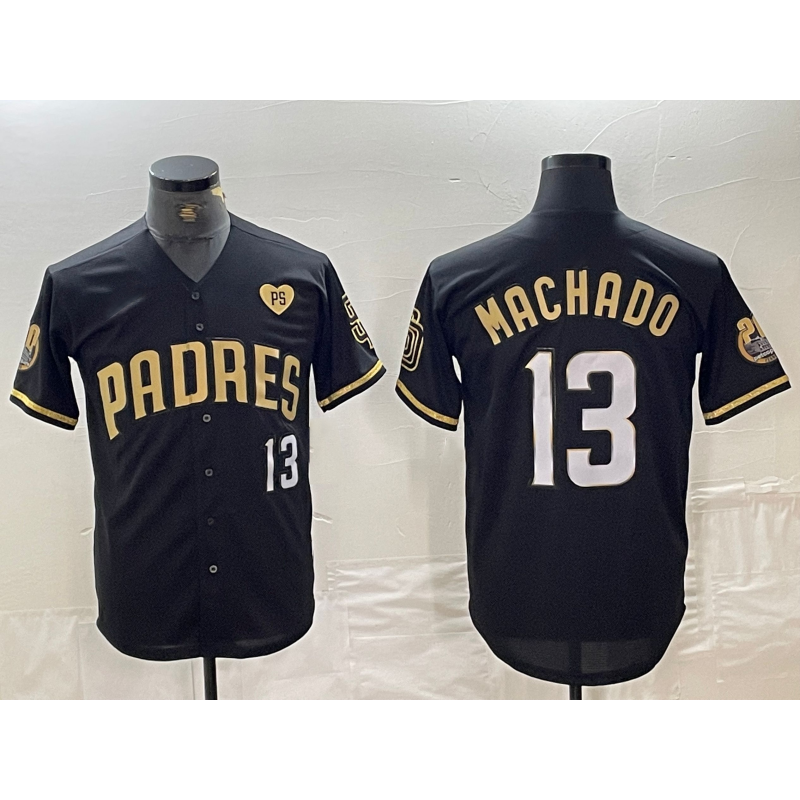 San Diego Padres #13 Manny Machado Black Gold BUTLER With Patch Cool Base Stitched Jersey
