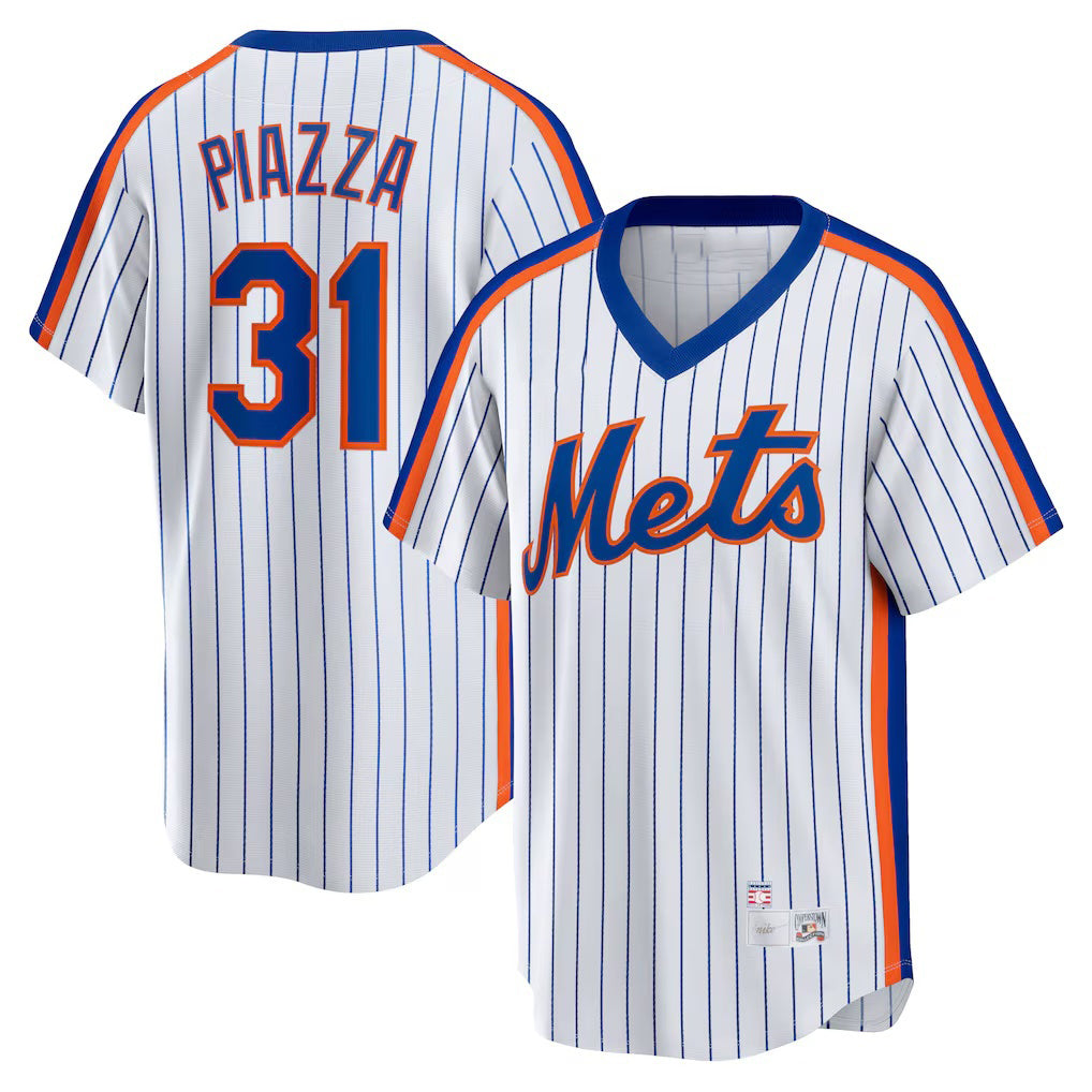 New York Mets #31 Mike Piazza White BUTLER Home Cooperstown Collection Player Jersey