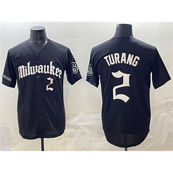 Milwaukee Brewers #2 Brice Turang Black BUTLER 'Gothic 414 Shadows Edition' Vapor Premier Limited Stitched Jersey