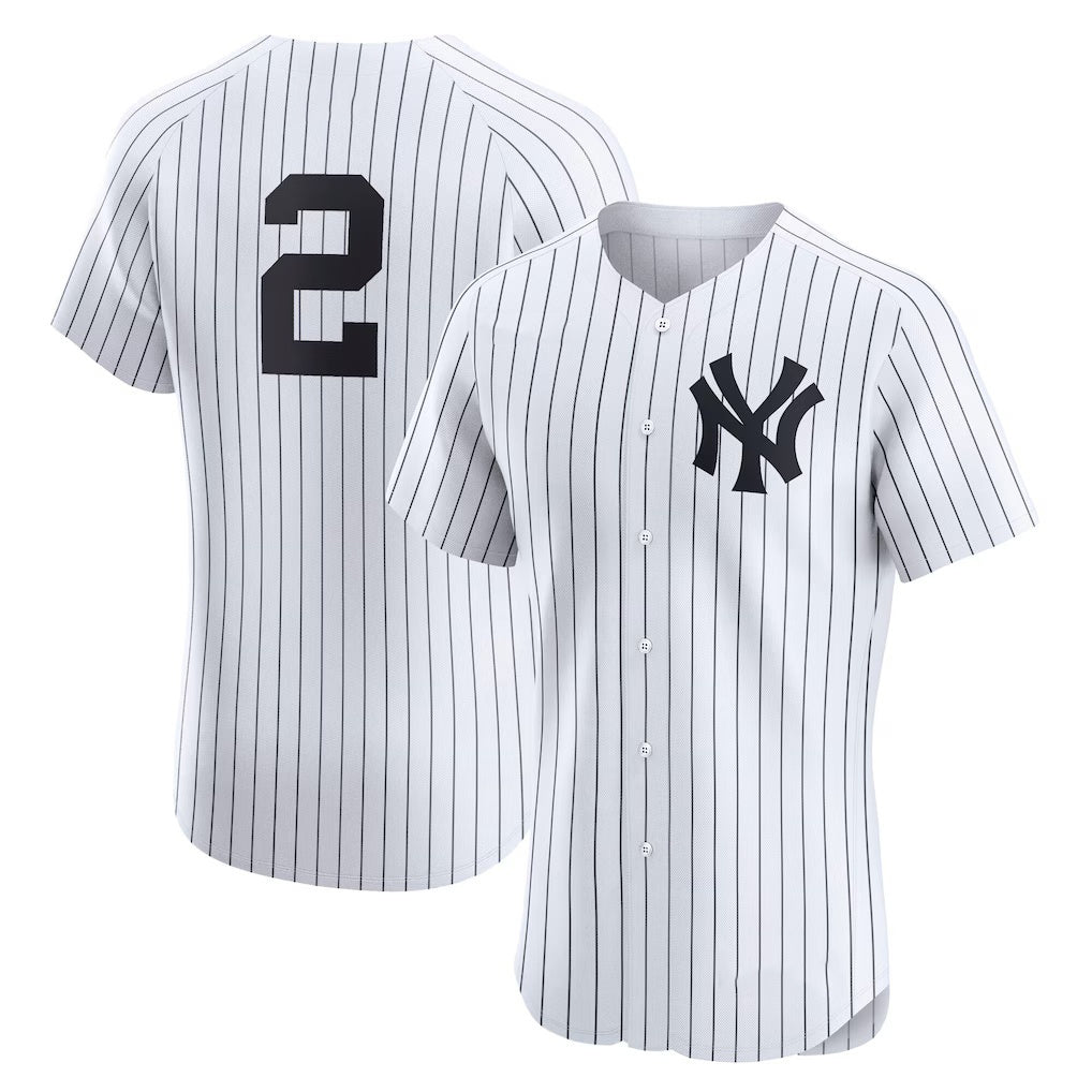 New York Yankees #2 Derek Jeter White BUTLER Home Elite Player Jersey