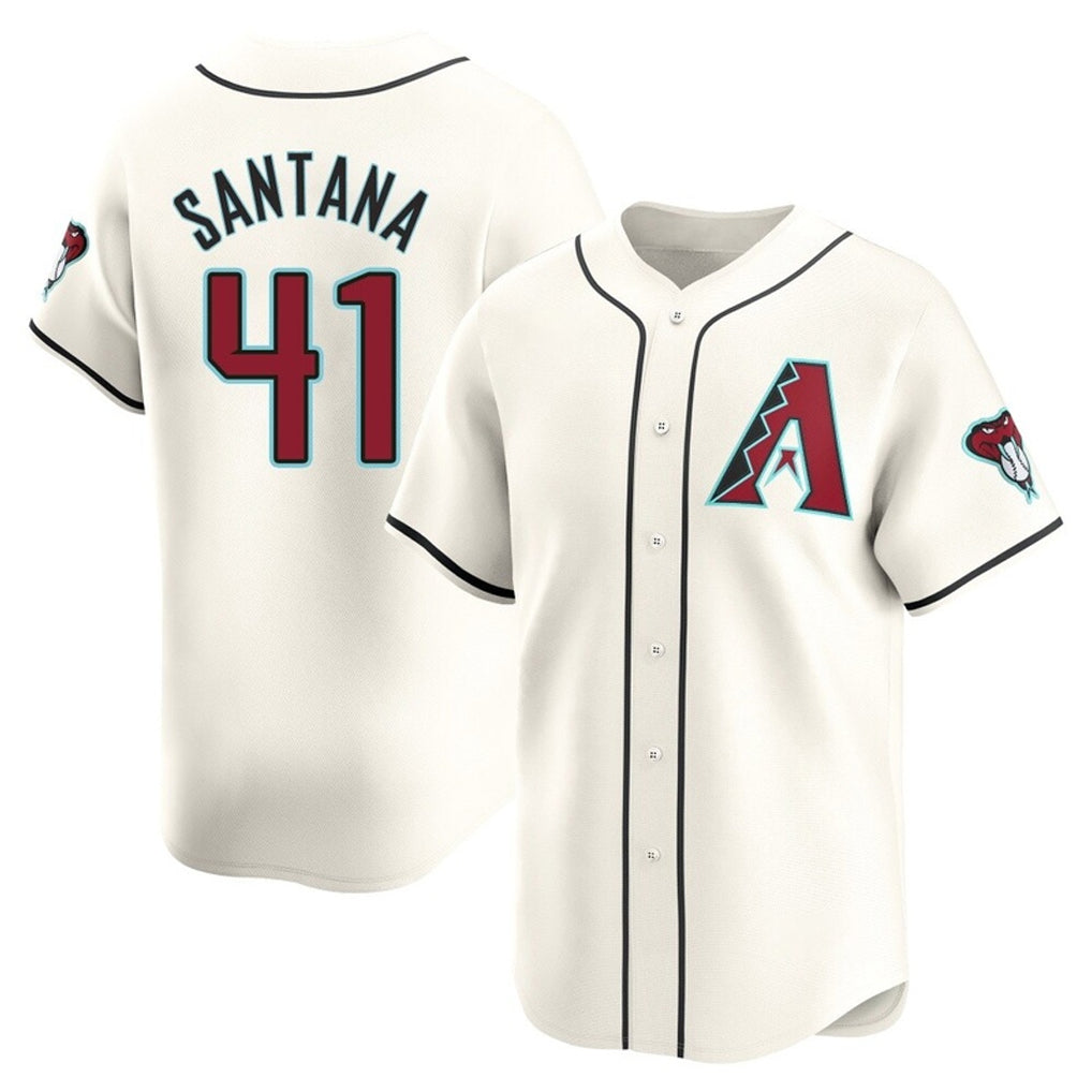 Arizona Diamondbacks #41 Carlos Santana Player Cream BUTLER Limited Home Game Stitched Jerseys