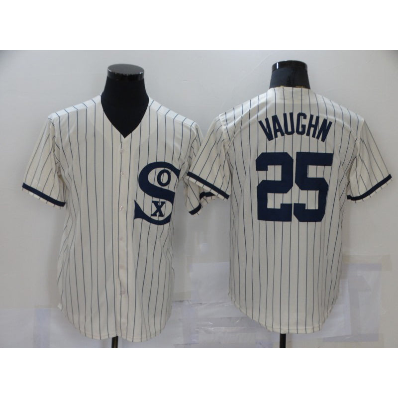 Chicago White Sox #25 Andrew Vaughn 2021 Cream Navy BUTLER Field of Dreams Name Flex Base Stitched Jersey