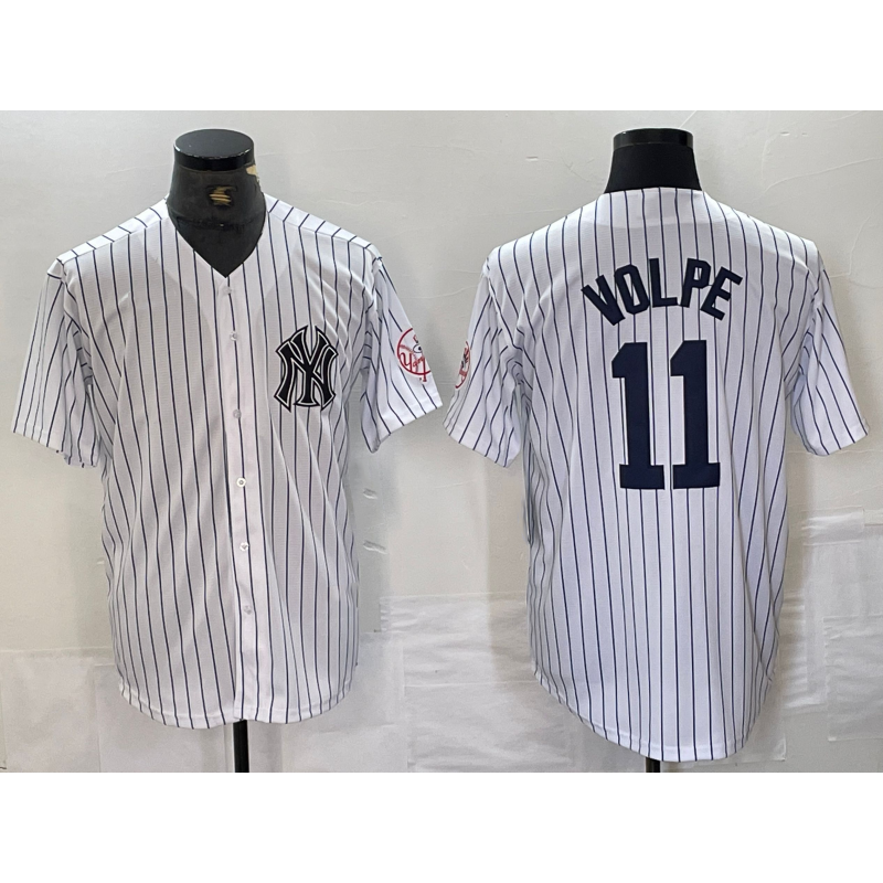 New York Yankees #11 Anthony Volpe Name White BUTLER With Patch 2024 Cool Base Stitched Jersey
