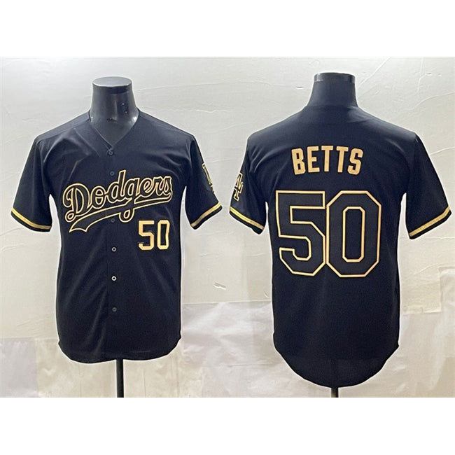 Los Angeles Dodgers #50 Mookie Betts Black Gold BUTLER Limited Stitched Jersey
