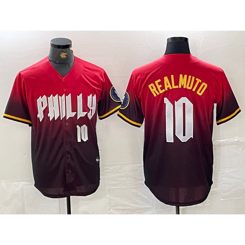Philadelphia Phillies #10 JT Realmuto Red BUTLER 2024 City Player Number Cool Base Jersey 2