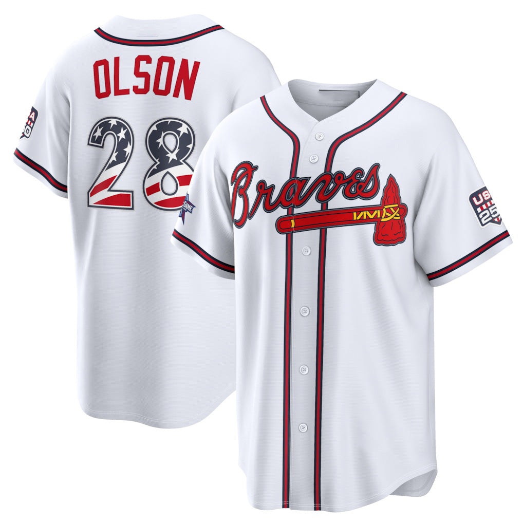 Atlanta Braves #28 Matt Olson 2026 All-Star Edition Stars & Stripes White BUTLER Stadium Jersey