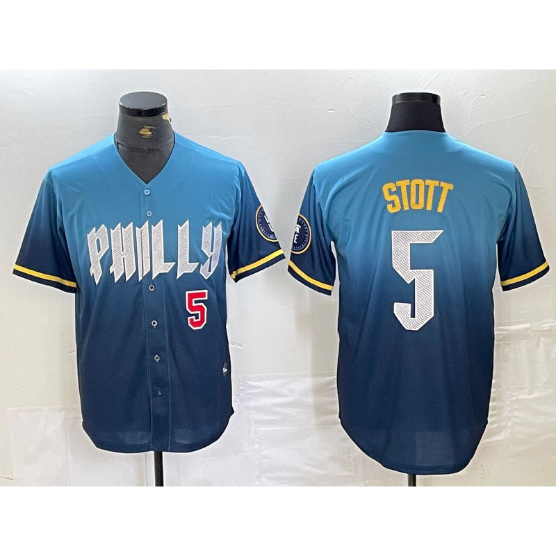 Philadelphia Phillies #5 Bryson Stott Blue BUTLER 2024 City Player Number Cool Base Stitched Jerseys